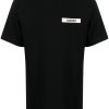 Jacquemus logo-patch Cotton T-shirt Black Men T-Shirts Maison-Kitsune