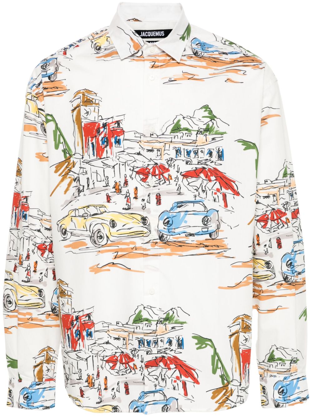 Jacquemus La Chemise Simon Cotton Shirt White Maison-Kitsune Men Shirts