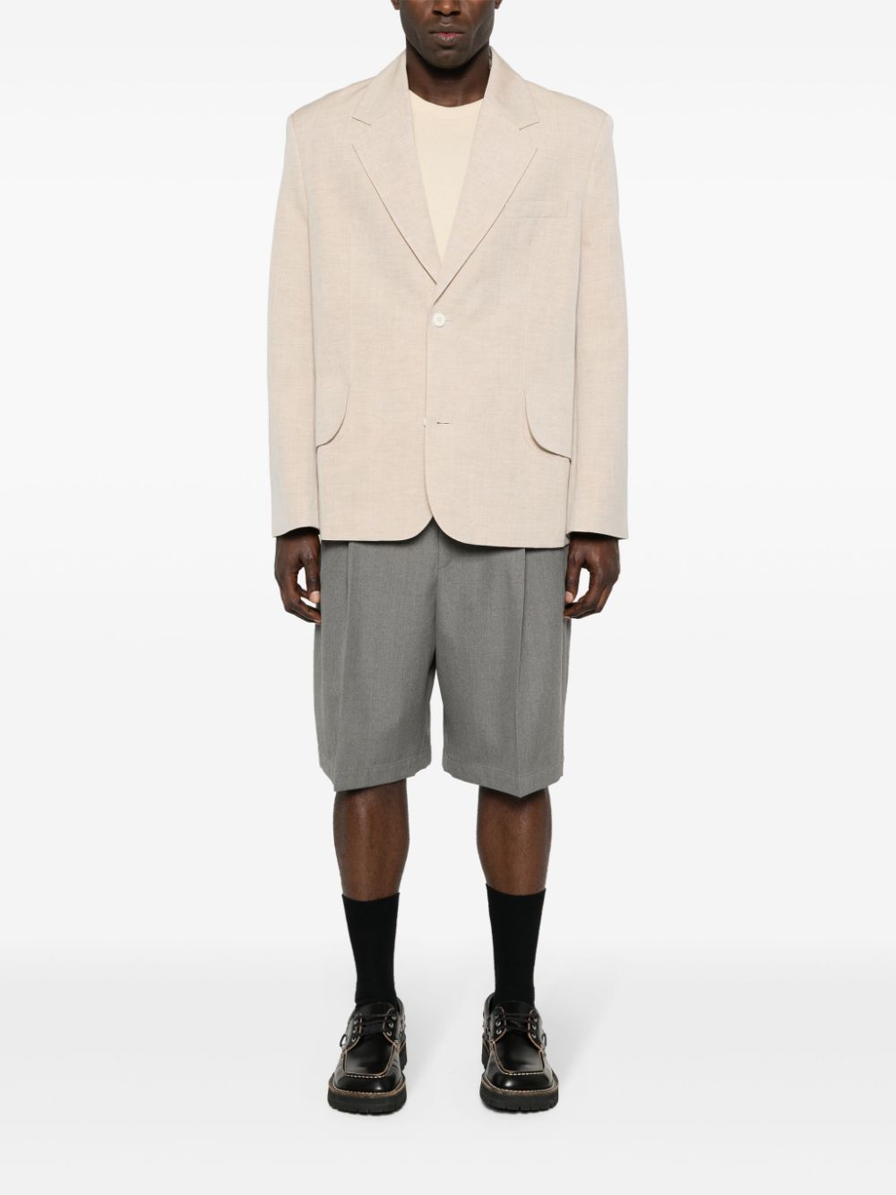 Jacquemus Le Bermuda Salti Wool Shorts Grey Men Tailored Shorts Maison-Kitsune