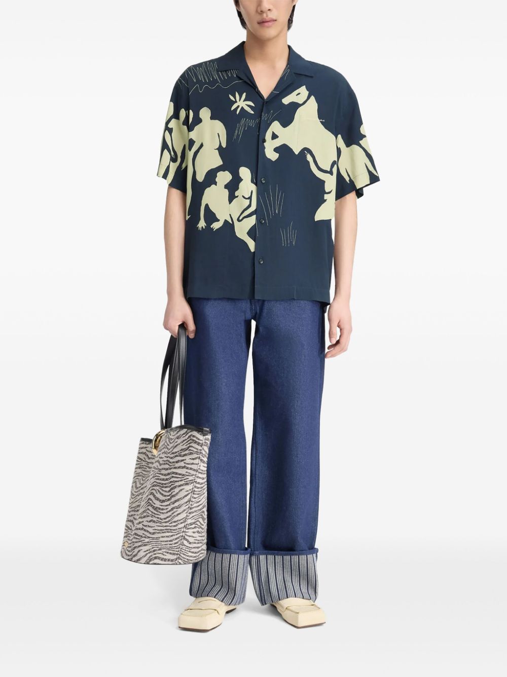 Jacquemus Simon Shirt Blue Maison-Kitsune Men Shirts