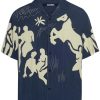 Jacquemus Simon Shirt Blue Maison-Kitsune Men Shirts