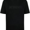 Maison-Kitsune T-Shirts Men Jacquemus appliqué-logo crew-neck T-shirt Black