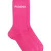 Men Socks Maison-Kitsune Jacquemus Les Chaussettes Jacquemus logo-intarsia Socks Pink