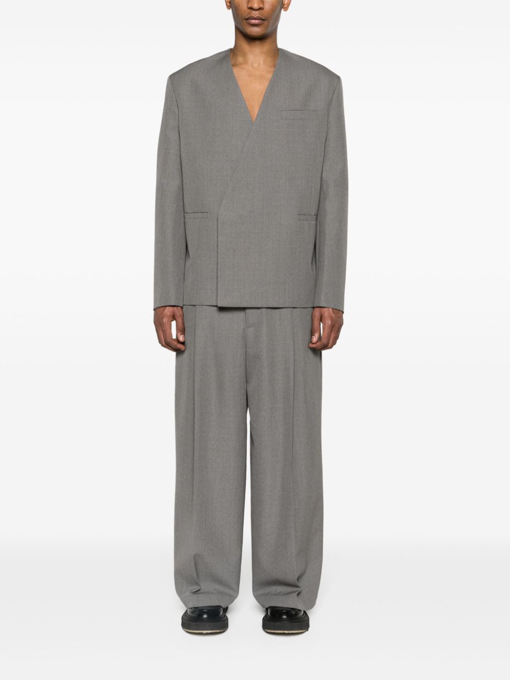 Men Wide Leg Pants Maison-Kitsune Jacquemus Le Pantalon Salti wide-leg Trousers Grey