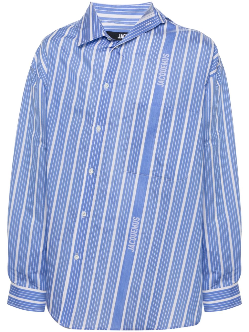 Jacquemus logo-striped Shirt Blue Maison-Kitsune Men Shirts