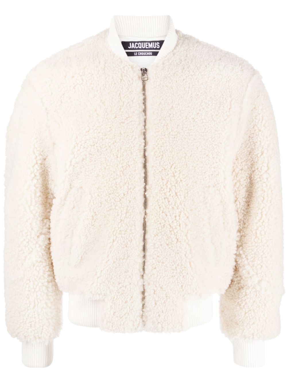 Maison-Kitsune Bomber Jackets Men Jacquemus Le Blouson Pilou Shearling Bomber Jacket White