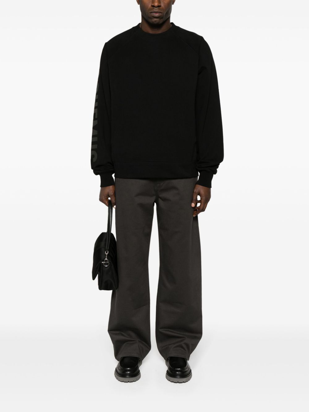 Maison-Kitsune Sweatshirts Men Jacquemus Le Sweatshirt Typo Cotton Top Black