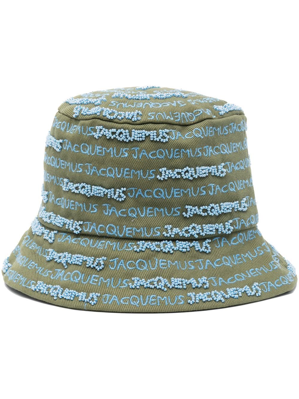 Jacquemus embroidered-logo Bucket Hat Green Men Hats Maison-Kitsune