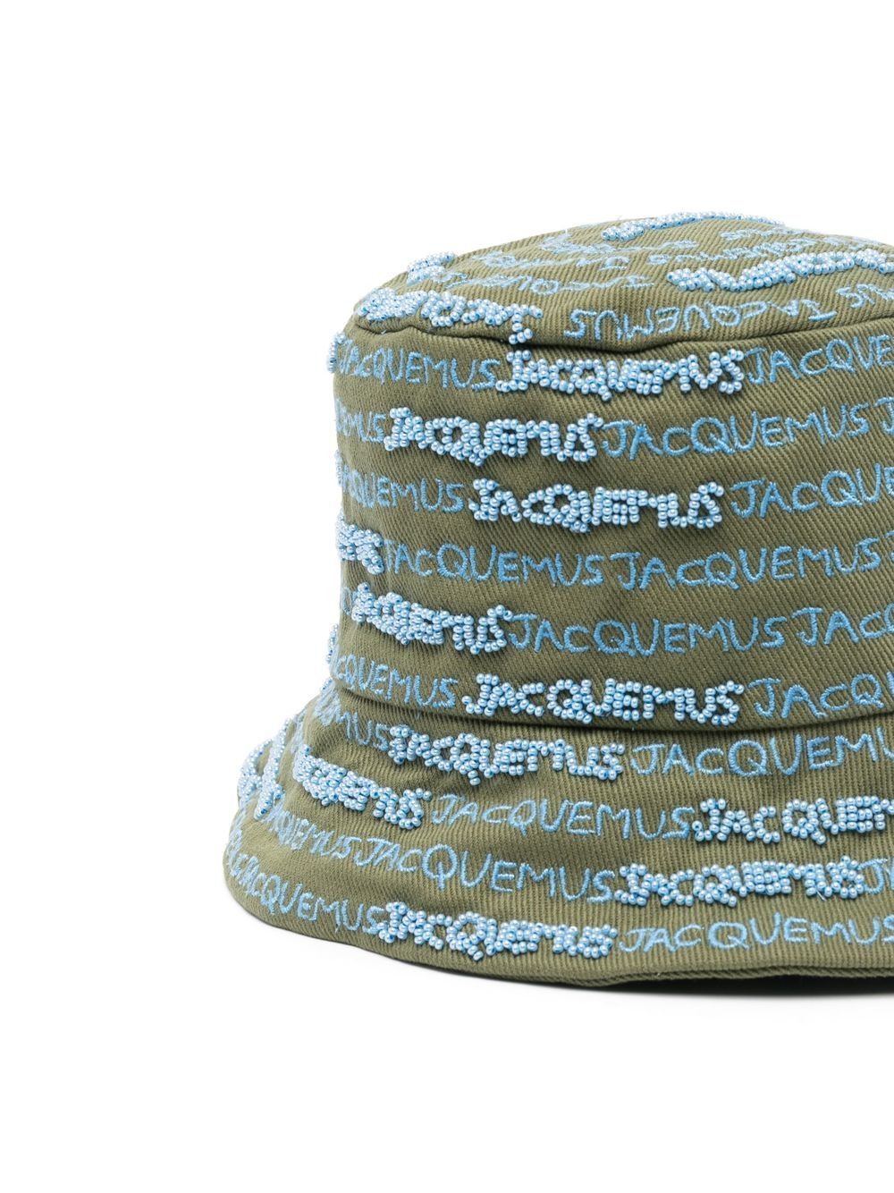 Jacquemus embroidered-logo Bucket Hat Green Men Hats Maison-Kitsune