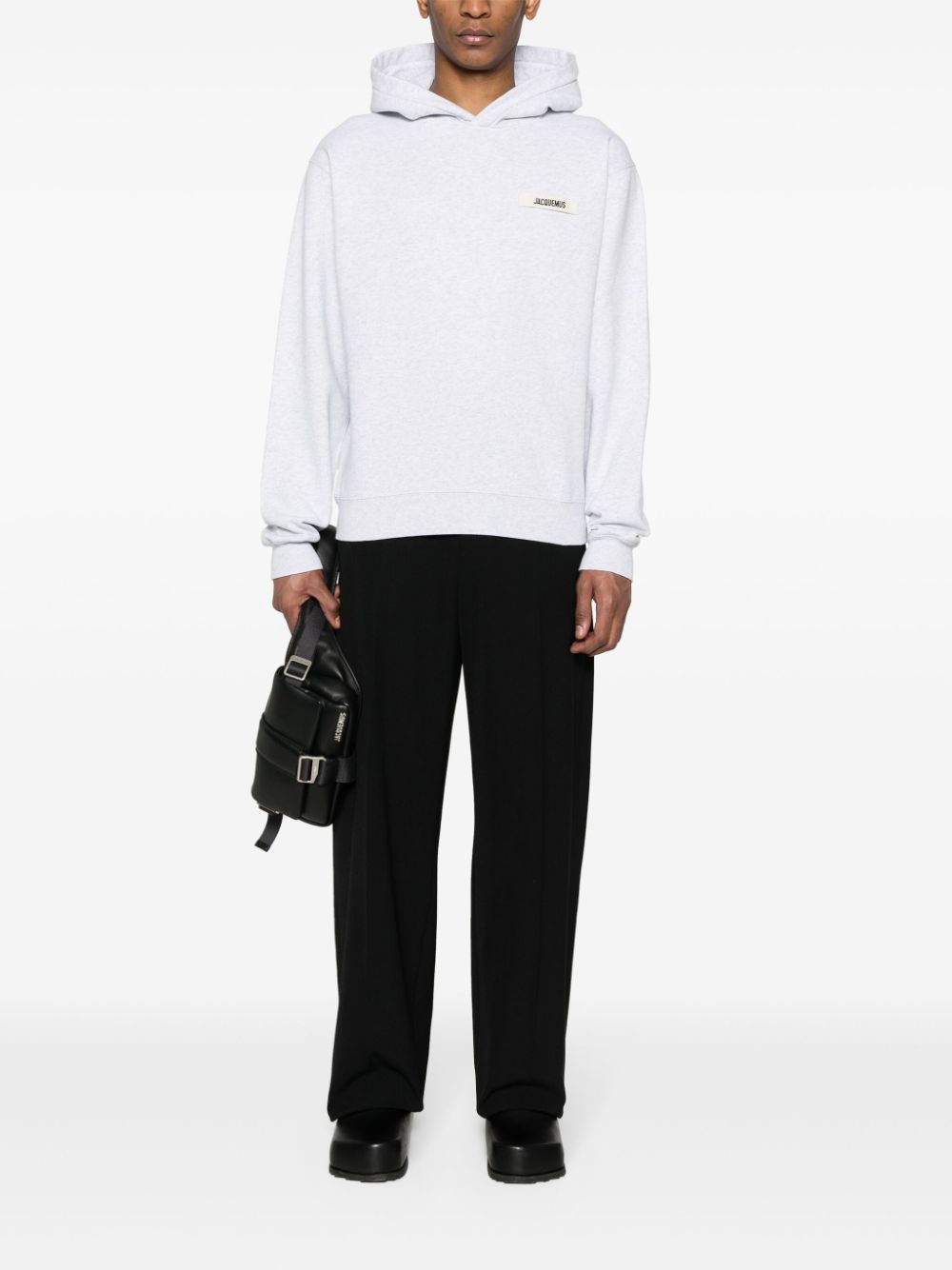 Jacquemus Le Hoodie Gros Grain logo-appliqué Top Grey Maison-Kitsune Men Hoodies