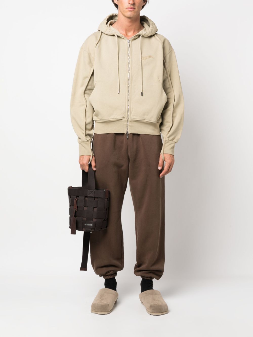 Jacquemus Clay organic-cotton Zip Hoodie Neutrals Maison-Kitsune Men Hoodies