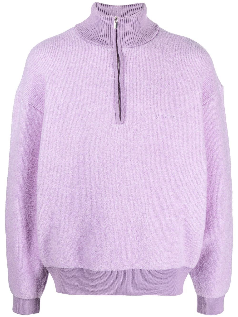 Maison-Kitsune Jacquemus La Maille Berger half-zip Jumper Purple Men Knitted Sweaters