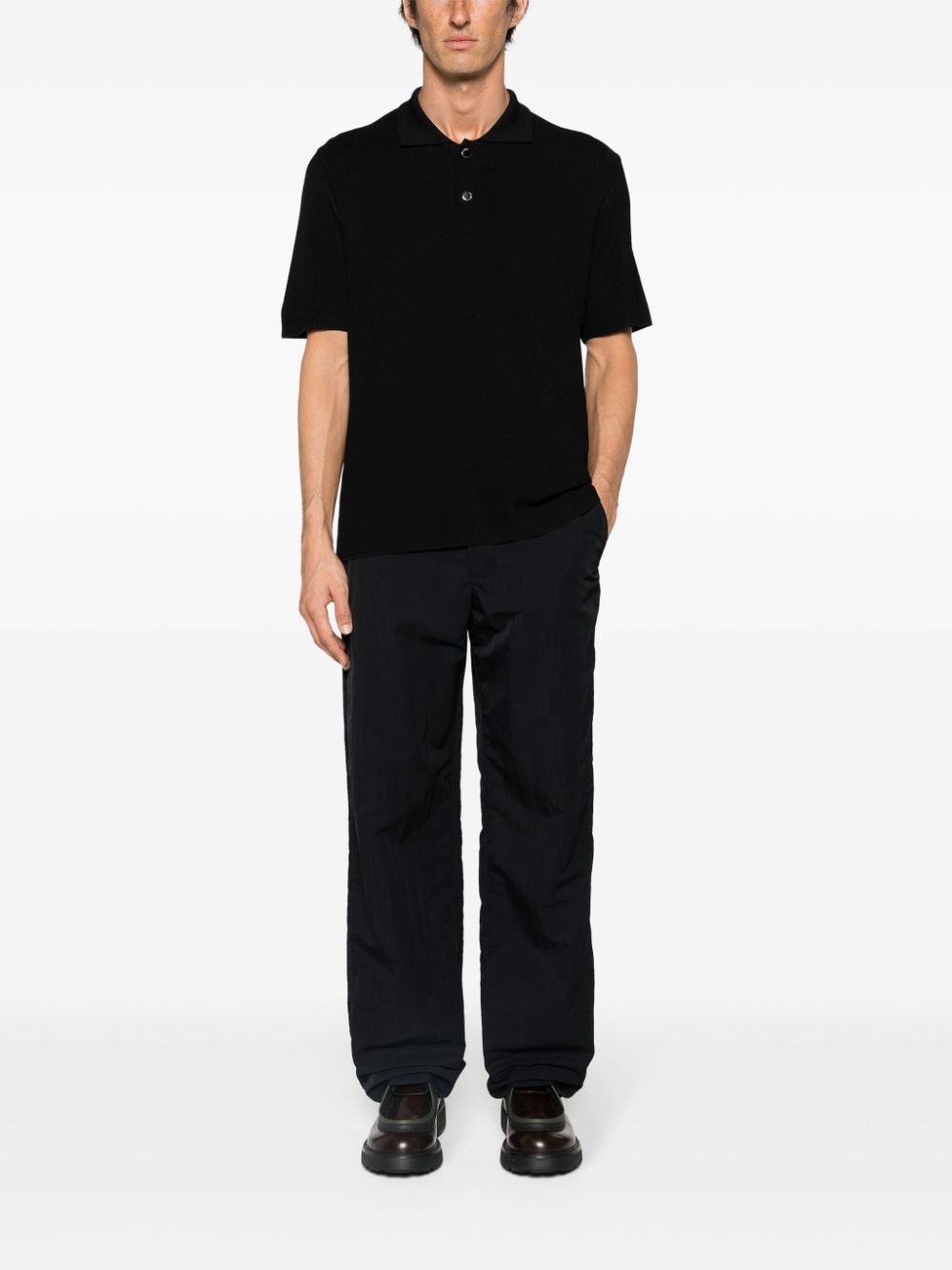 Jacquemus Le Polo Maille Knitted Polo Top Black Men Polo Shirts Maison-Kitsune