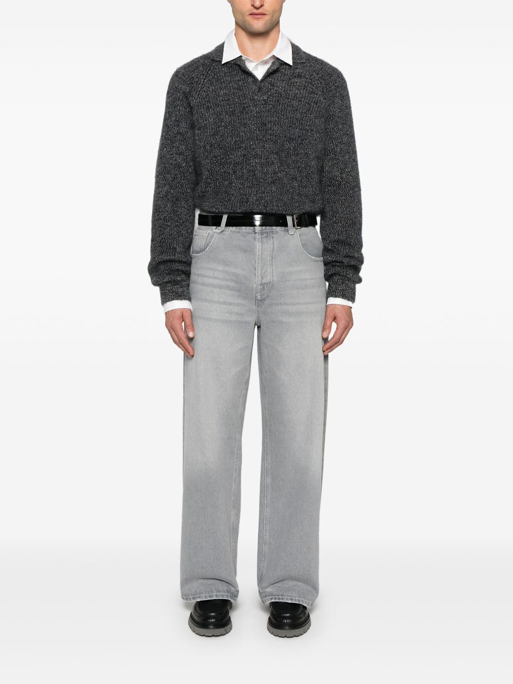 Maison-Kitsune Wide-Leg Jeans Men Jacquemus Le De-Nimes Large Jeans Grey