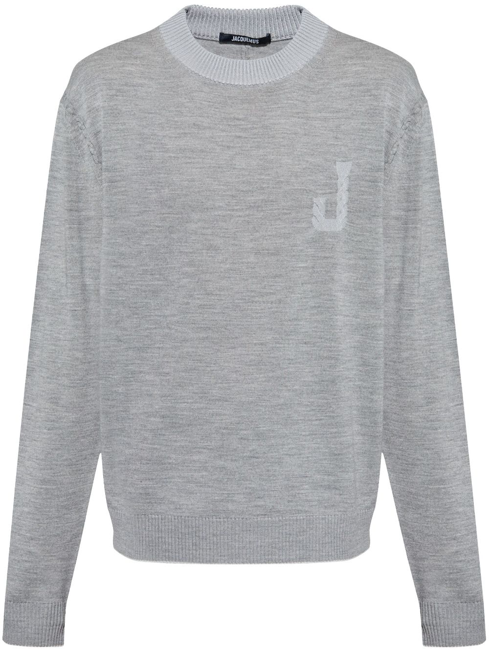 Jacquemus logo-embroidered Jumper Grey Men Knitted Sweaters Maison-Kitsune