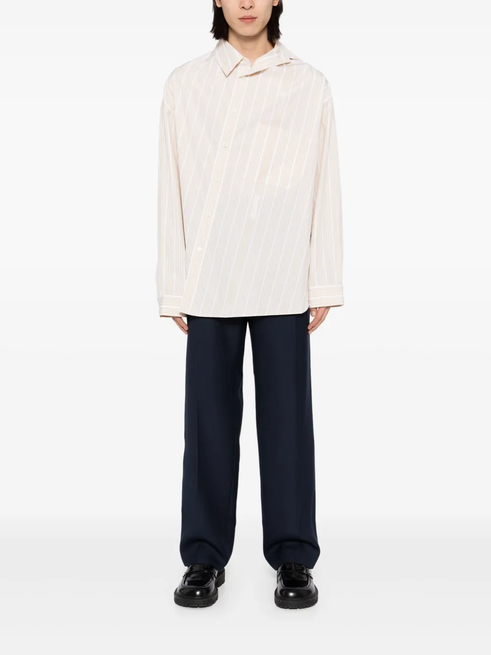 Jacquemus Business Big Logo Shirt Brown Men Shirts Maison-Kitsune