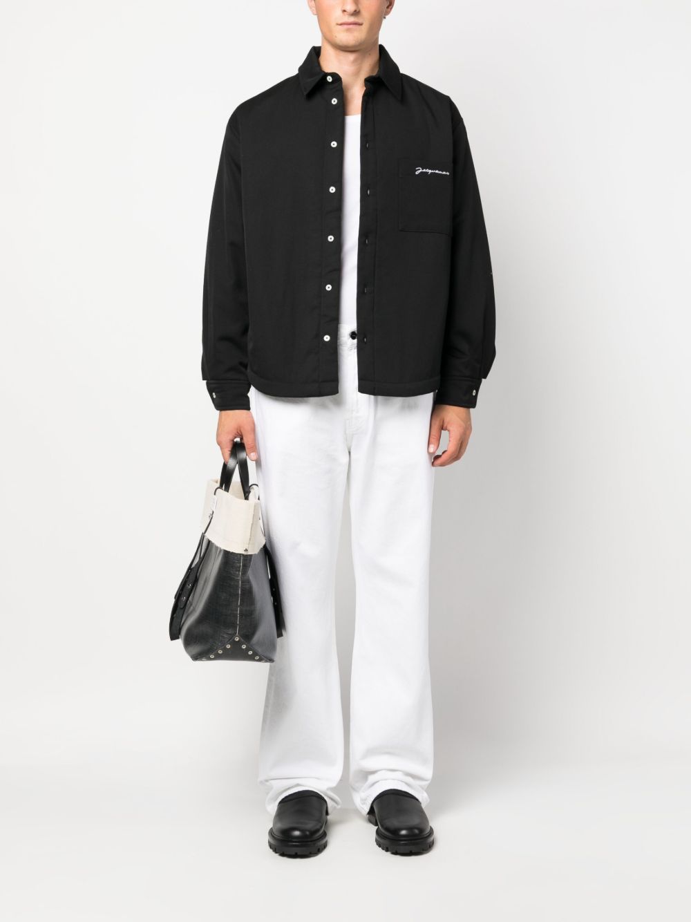 Jacquemus La Chemise Boulanger Shirt Jacket Black Men Shirts Maison-Kitsune