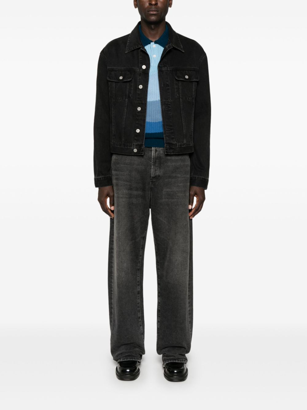 Maison-Kitsune Jacquemus La Veste de-Nîmes Denim Jacket Black Men Denim Jackets