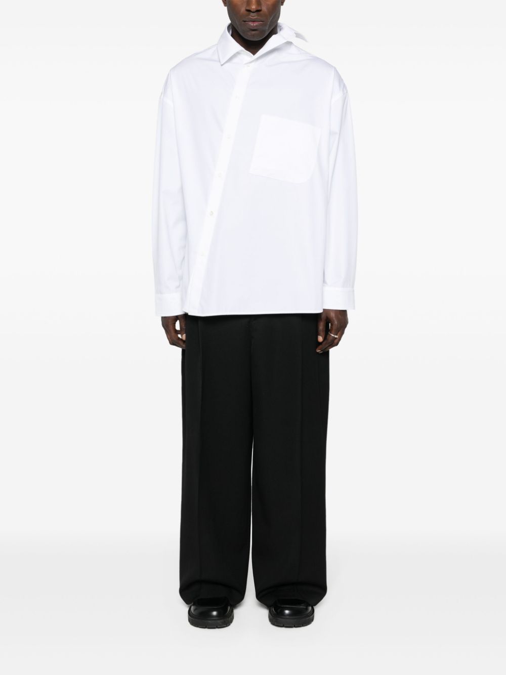 Jacquemus Cuadro Poplin Shirt White Men Shirts Maison-Kitsune