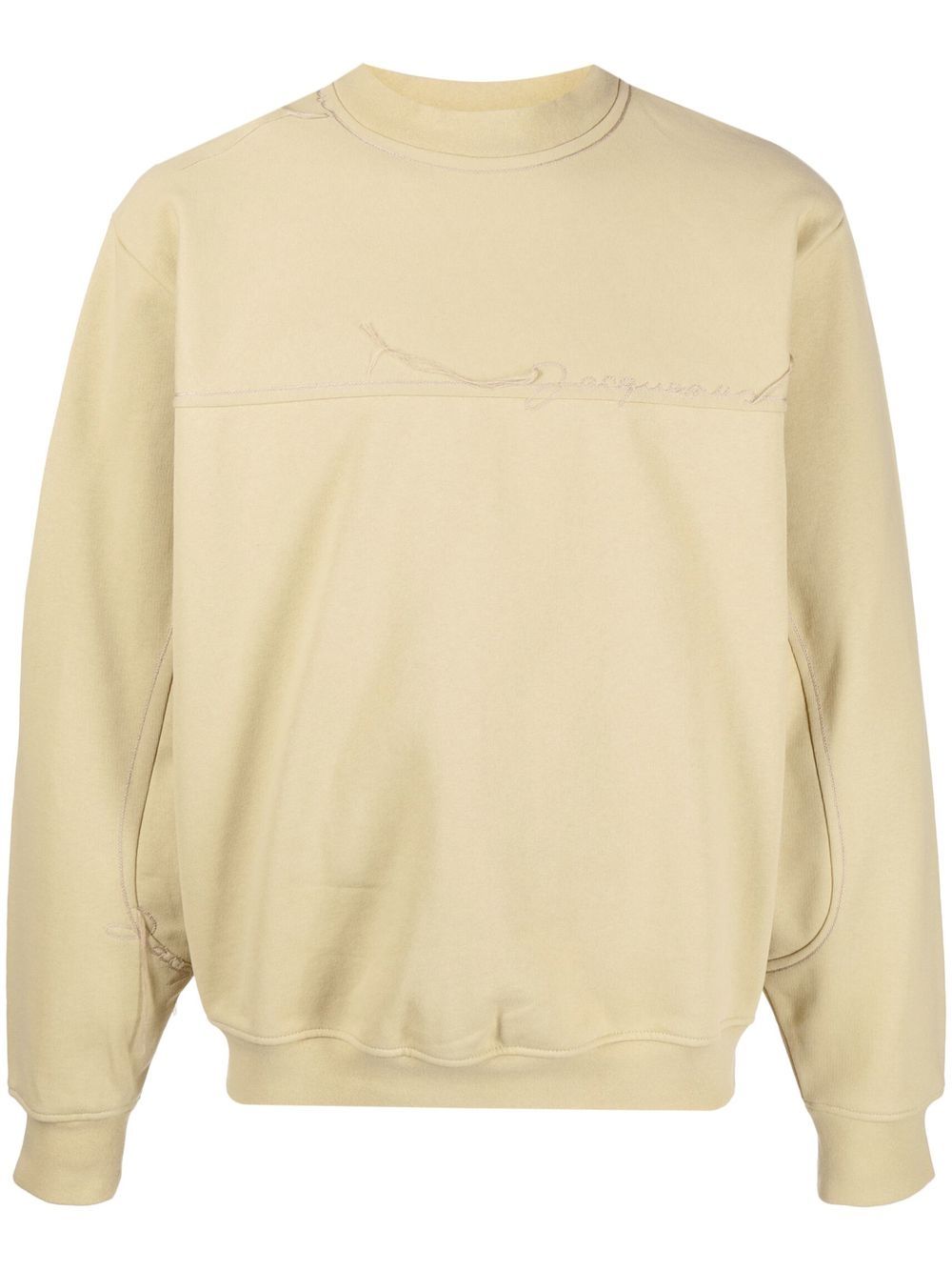 Men Knitted Sweaters Maison-Kitsune Jacquemus logo-embroidered Cotton Jumper Neutrals