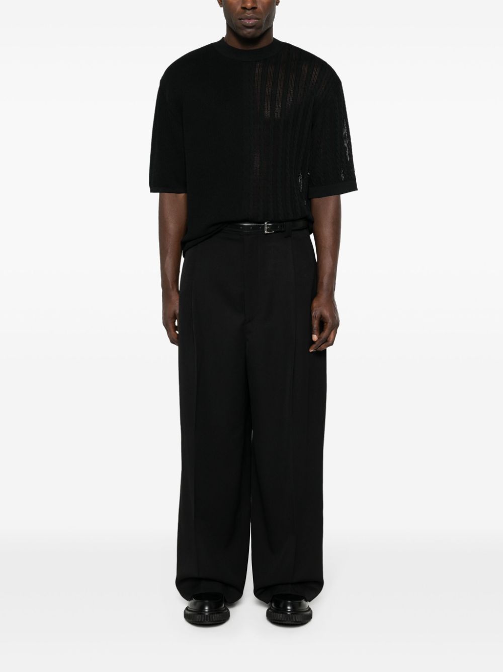 Maison-Kitsune T-Shirts Men Jacquemus Le Haut Juego Knitted T-shirt Black