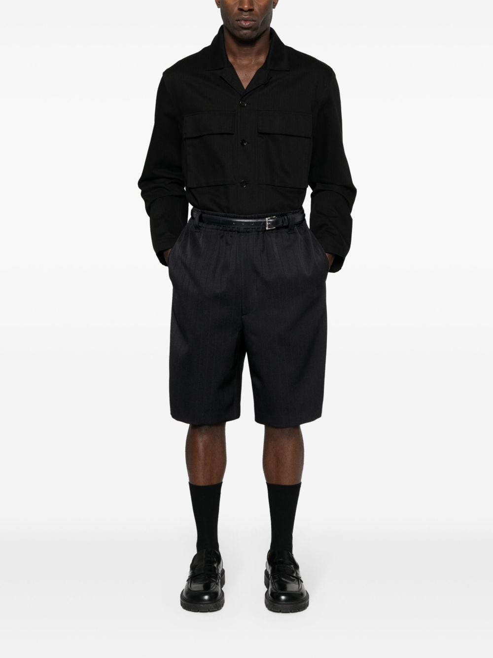 Men Bermuda Shorts Maison-Kitsune Jacquemus Le Bermuda Juego Wool Shorts Black