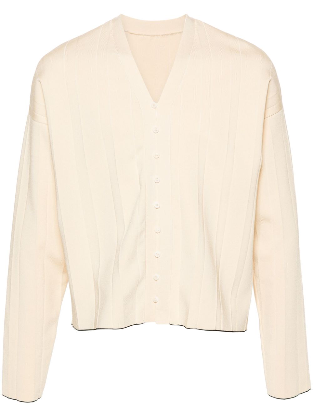 Maison-Kitsune Cardigans Men Jacquemus Pleated Ribbed Cardigan Neutrals
