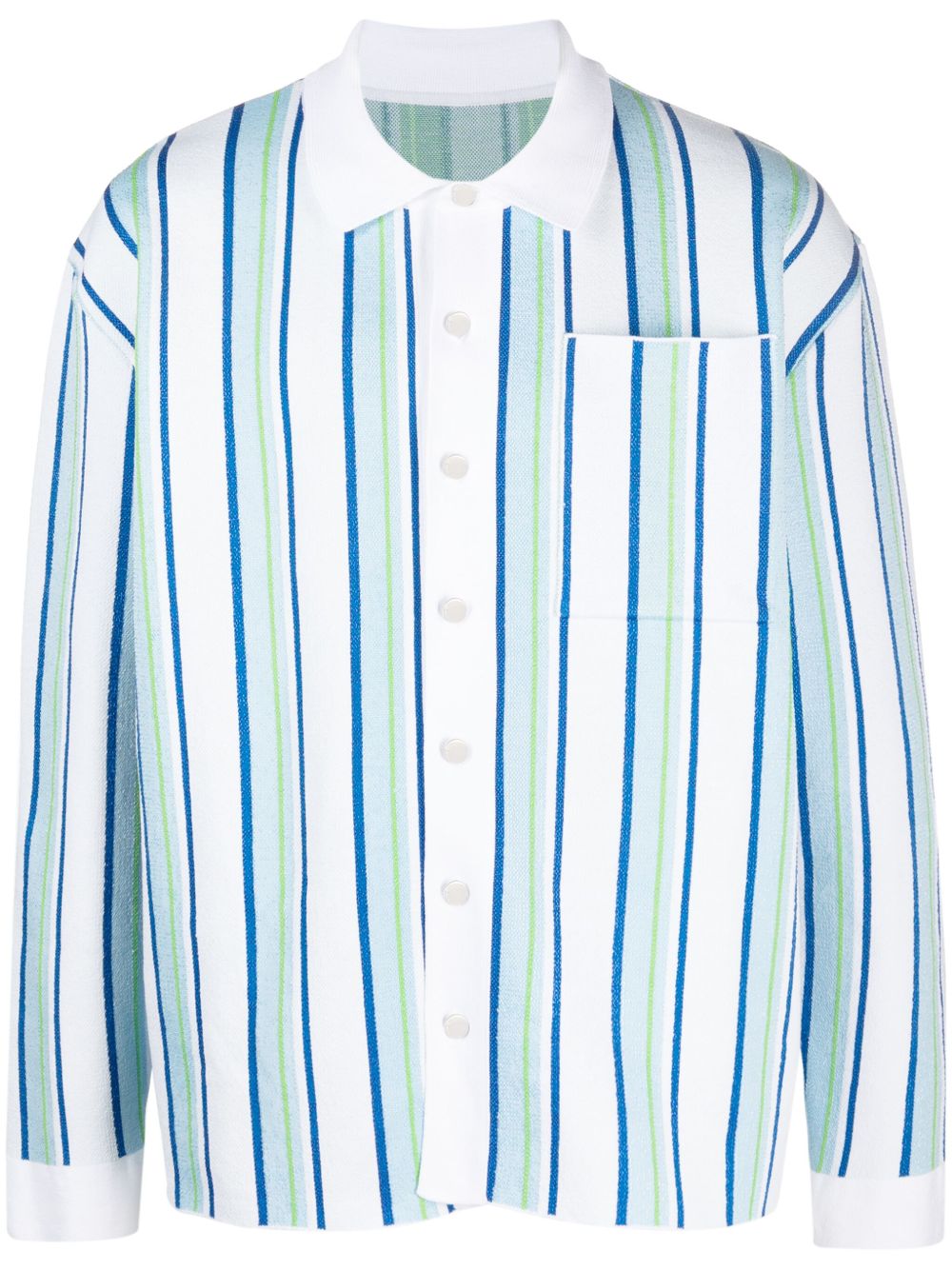 Maison-Kitsune Polo Shirts Men Jacquemus La Chemise Maille Striped Polo Shirt White