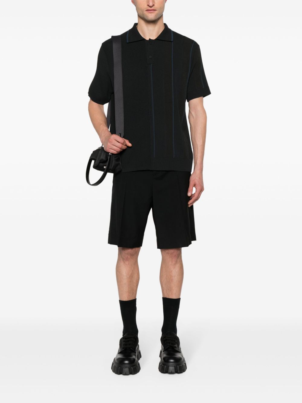 Jacquemus Le Polo Juego Knit Polo Black Maison-Kitsune Men Polo Shirts