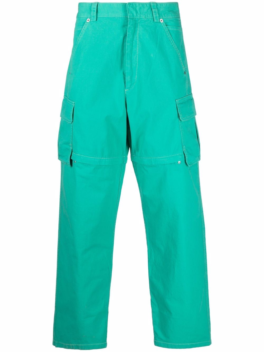 Men Loose Fit Pants Maison-Kitsune Jacquemus Convertible Cargo Trousers Green