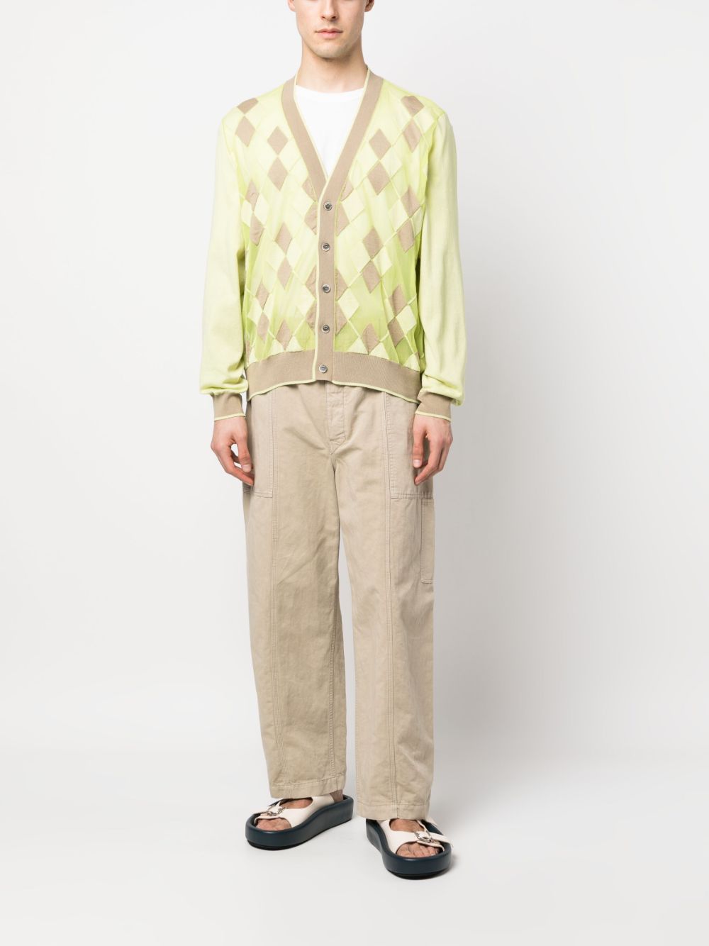 Jacquemus Toledo Argyle Cardigan Green Men Cardigans Maison-Kitsune