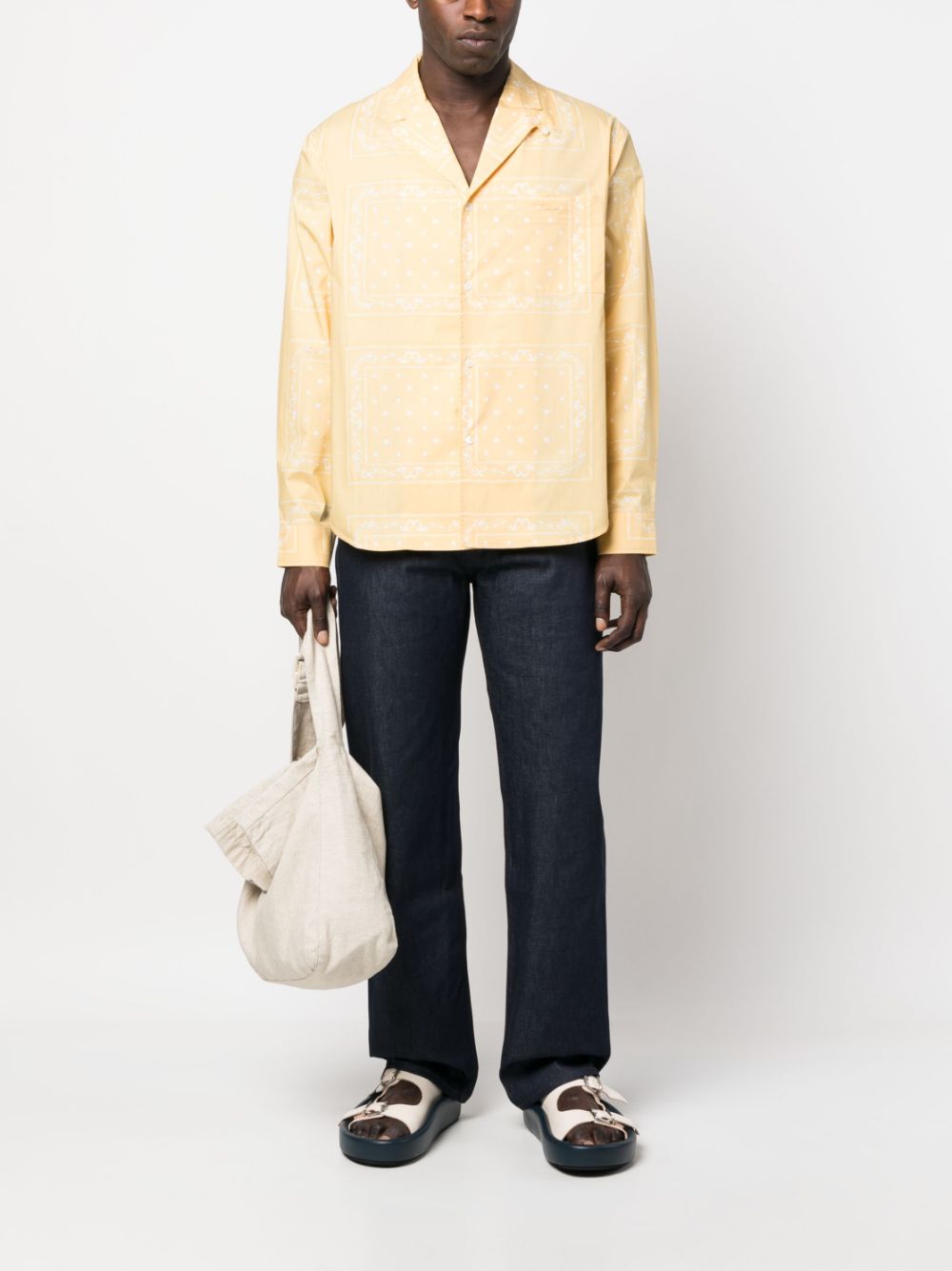 Maison-Kitsune Jacquemus Le Chemise Luis paisley-print Shirt Yellow Men Shirts