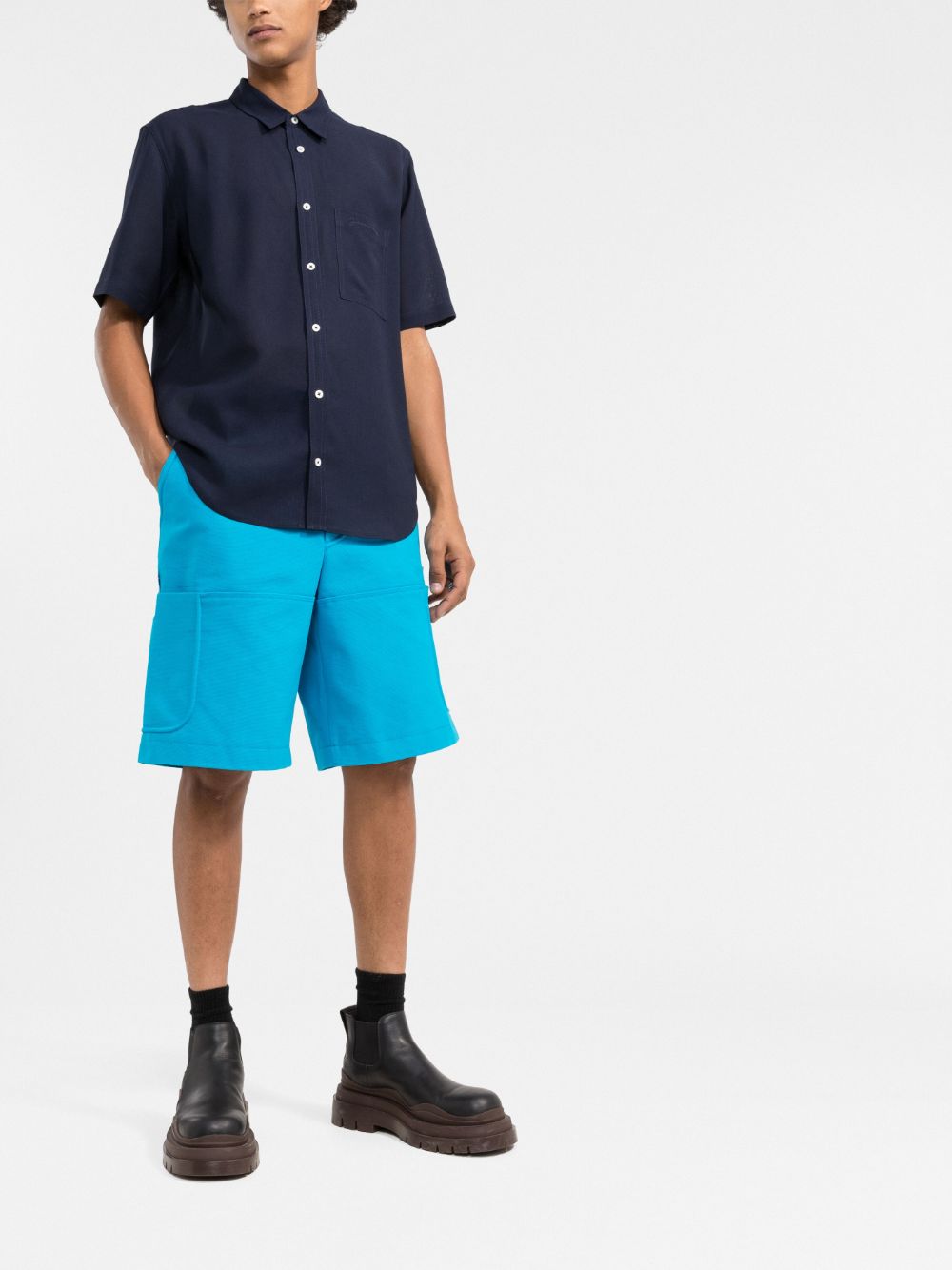 Jacquemus Cotton Cargo Shorts Blue Maison-Kitsune Men Cargo Shorts