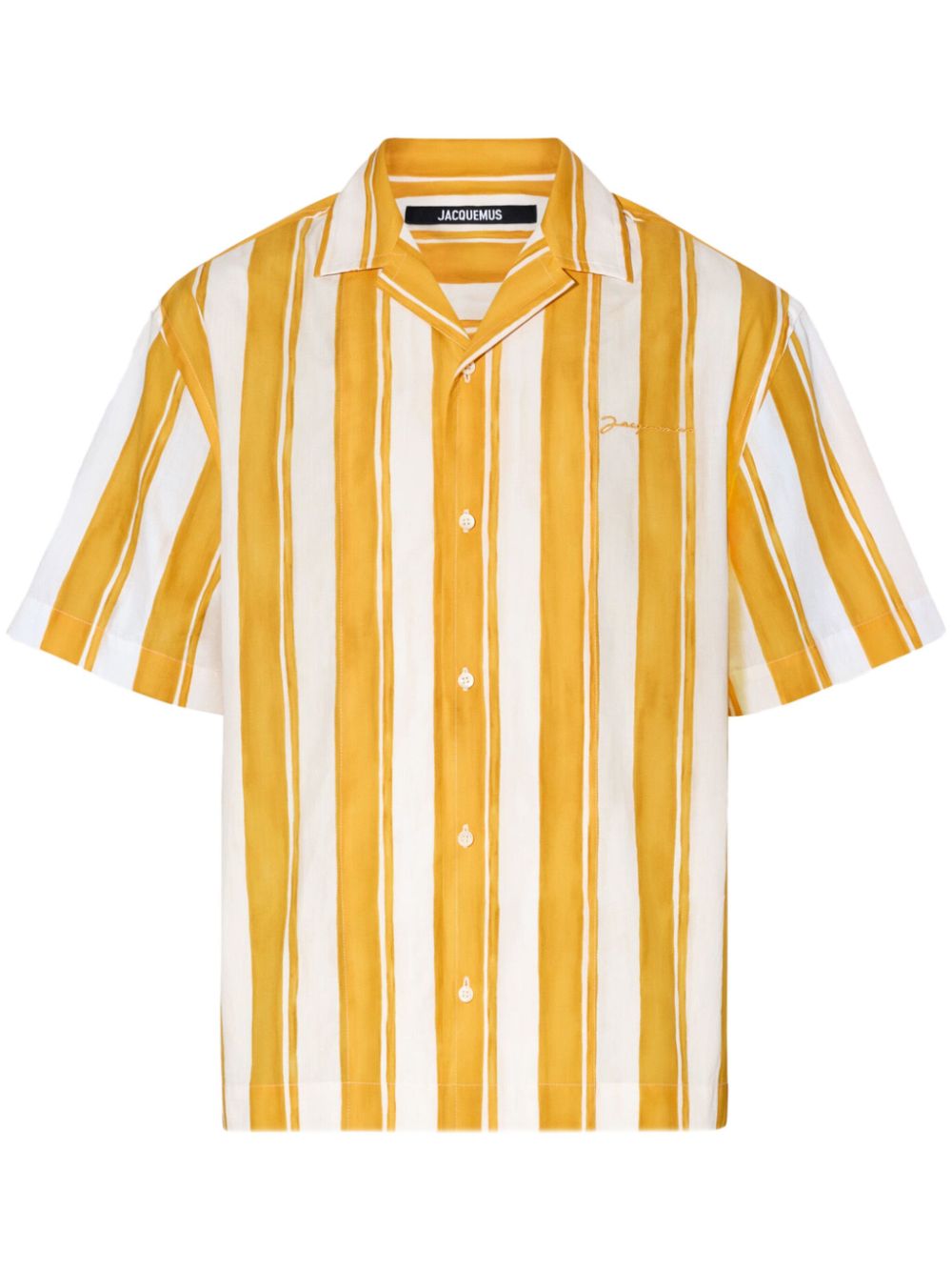 Maison-Kitsune Jacquemus logo-embroidered Striped Shirt Yellow Men Shirts