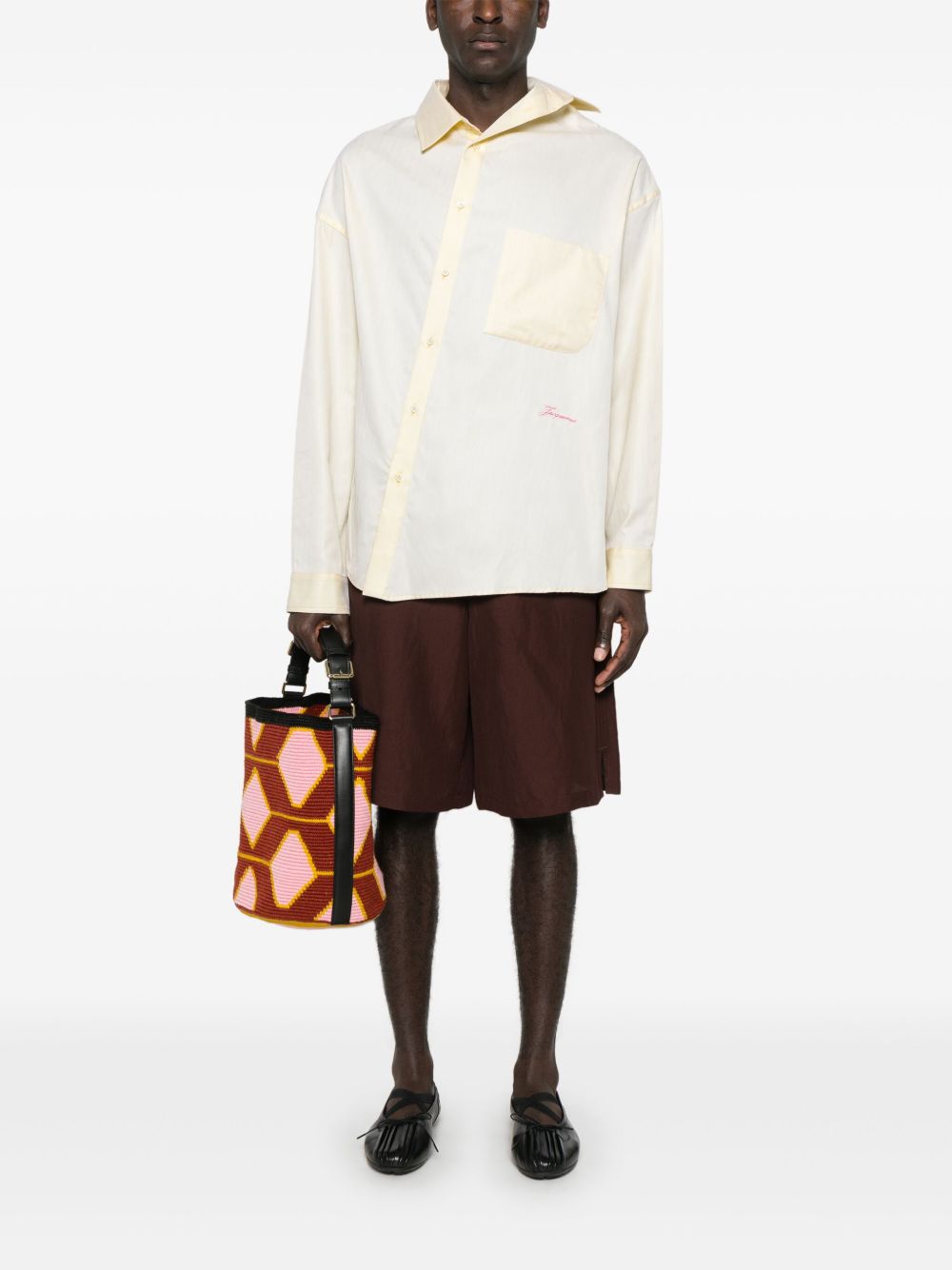 Jacquemus Le Cuadro Shirt Yellow Maison-Kitsune Men Shirts