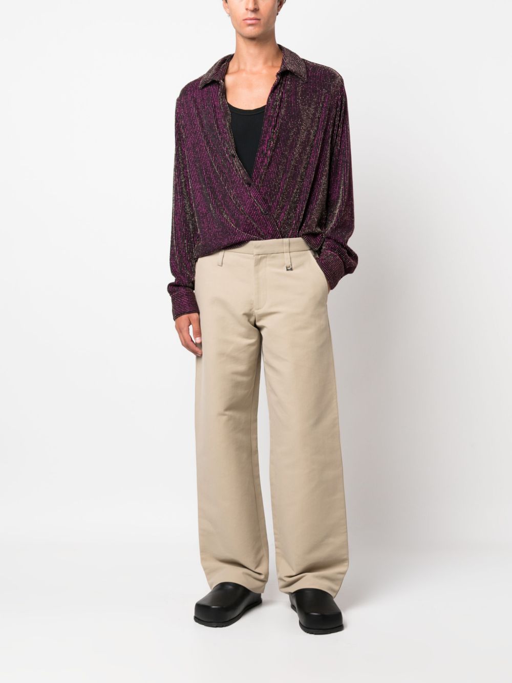 Maison-Kitsune Wide Leg Pants Men Jacquemus Le Piccinni wide-leg Trousers Neutrals