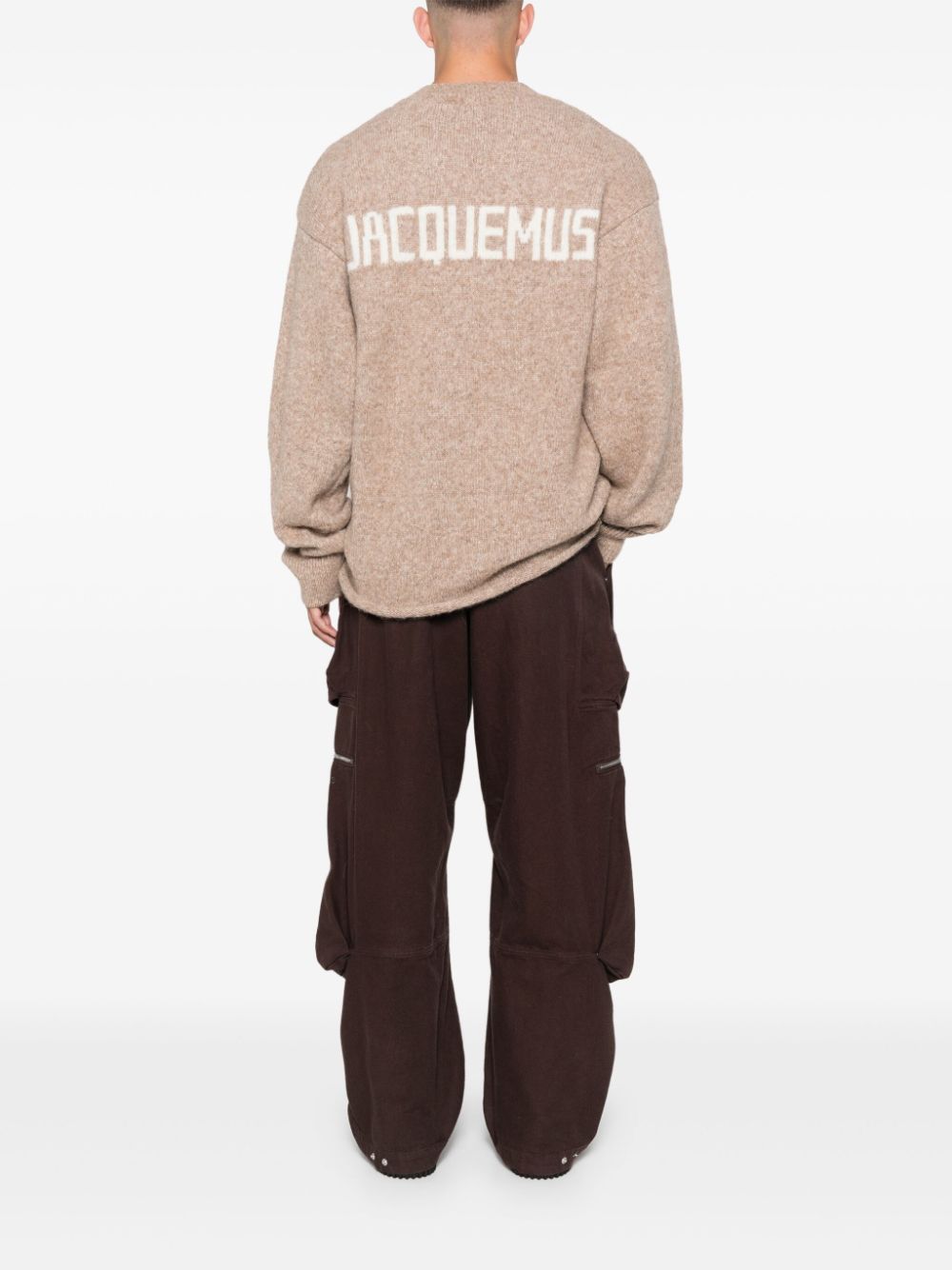Maison-Kitsune Knitted Sweaters Men Jacquemus intarsia-knit Logo Sweater Neutrals