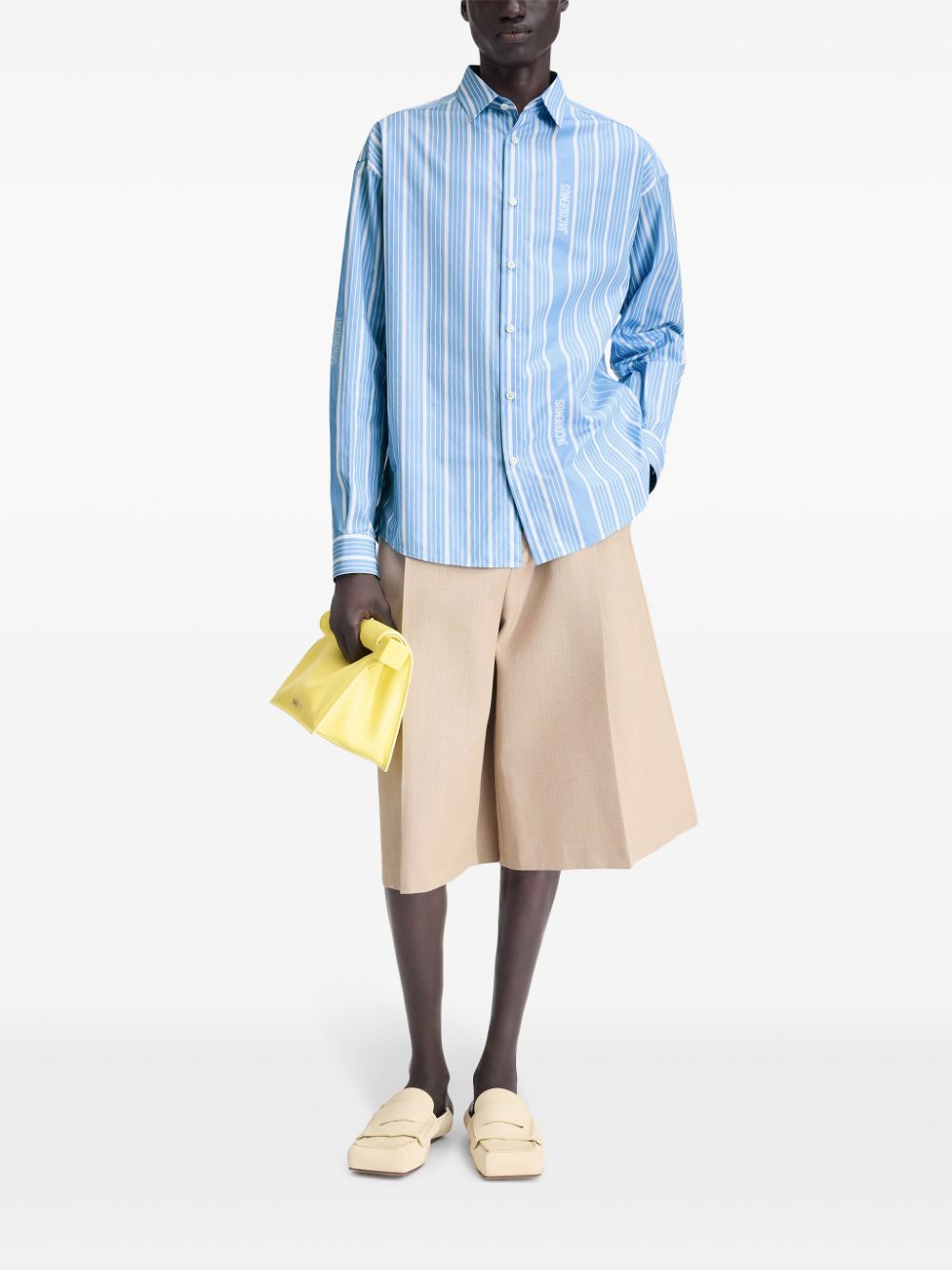 Maison-Kitsune Shirts Men Jacquemus La Chemise Simon Jacquard Shirt Blue