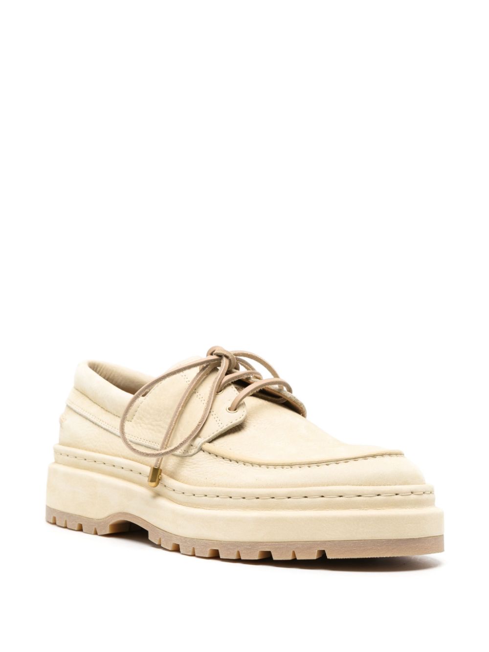 Maison-Kitsune Derby Shoes Men Jacquemus Les Bateau Pavane Leather Derby Shoes Yellow