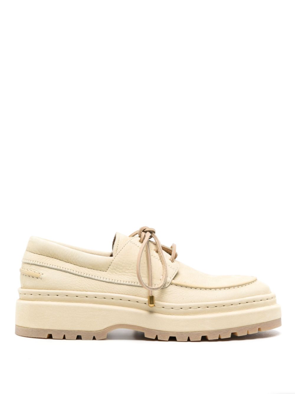 Maison-Kitsune Derby Shoes Men Jacquemus Les Bateau Pavane Leather Derby Shoes Yellow