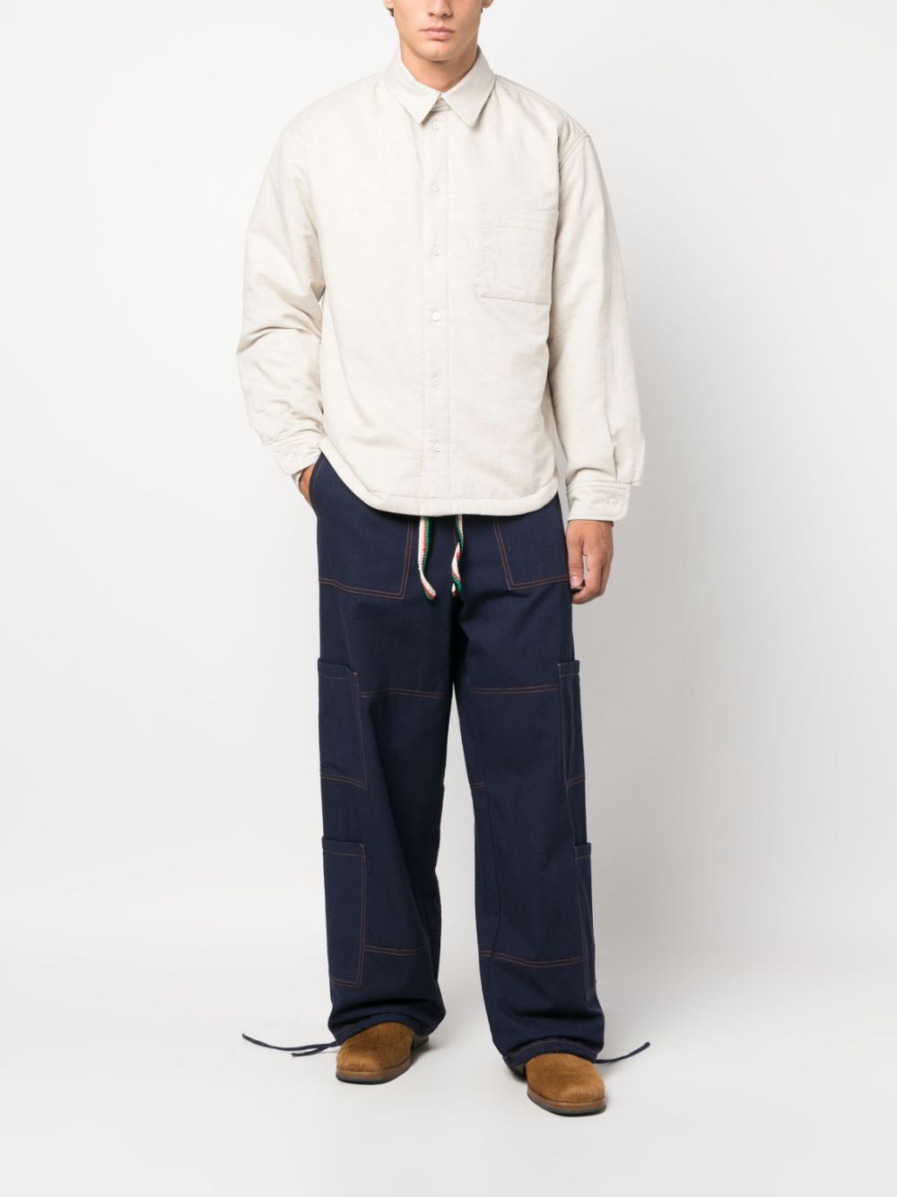 Maison-Kitsune Shirts Men Jacquemus La Chemise Boulanger Shirt Neutrals