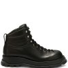 Jil Sander lace-up Leather Ankle Boots Black Men Boots Maison-Kitsune
