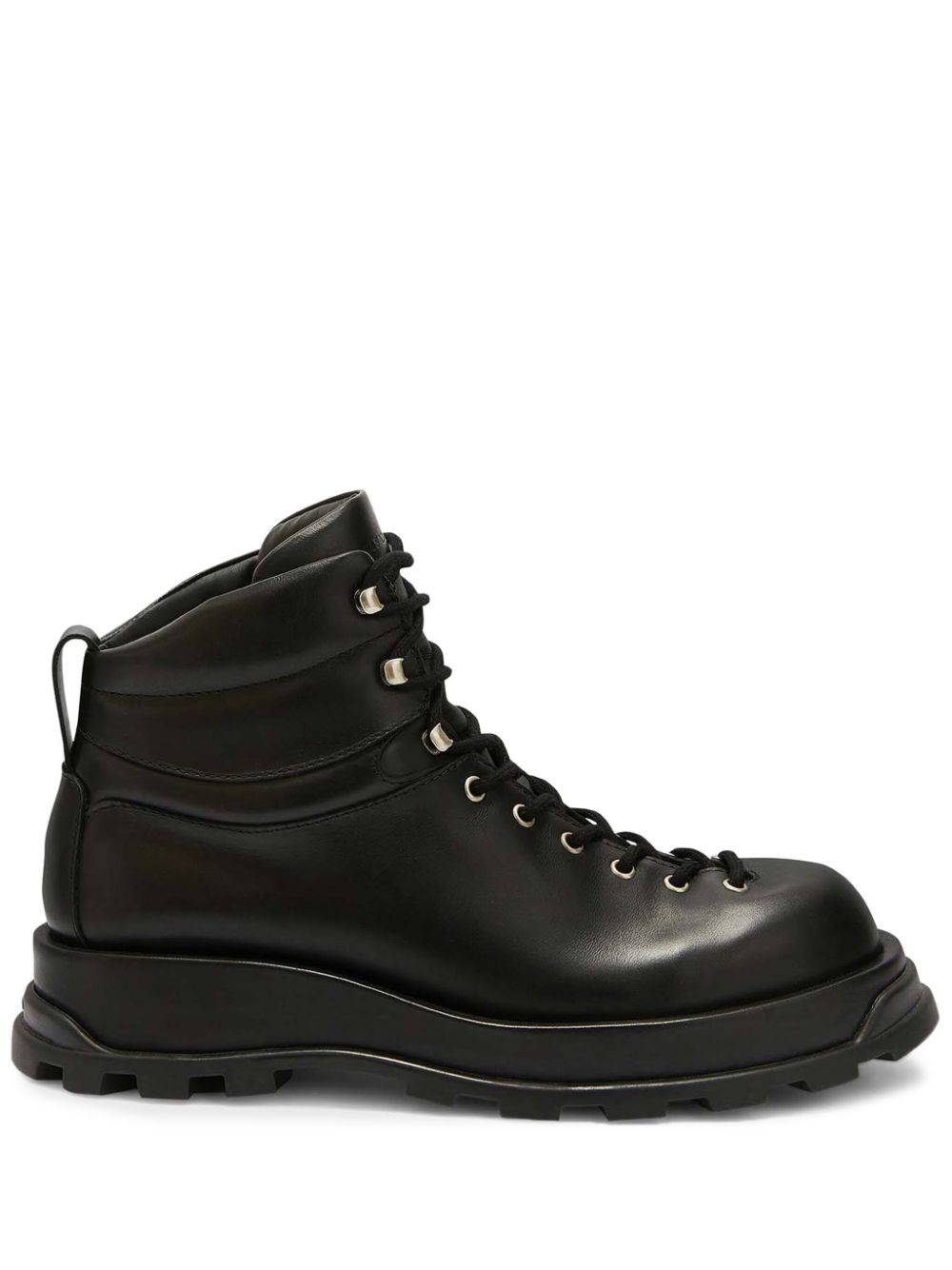 Jil Sander lace-up Leather Ankle Boots Black Men Boots Maison-Kitsune