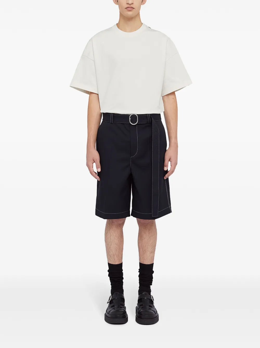 Jil Sander Belted Shorts Blue Men Bermuda Shorts Maison-Kitsune