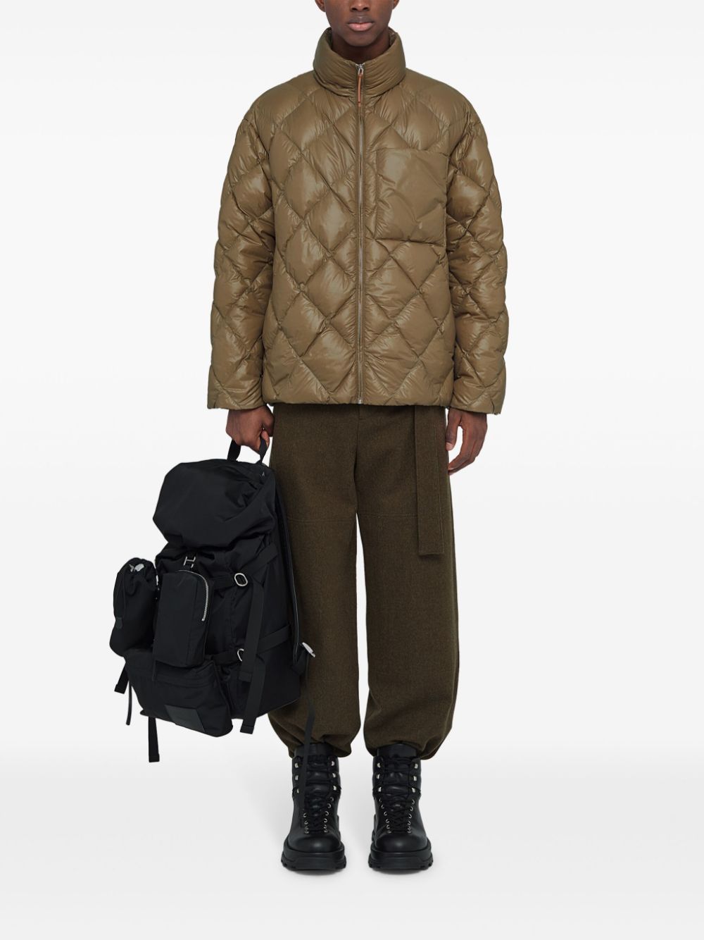Men Down Jackets Maison-Kitsune Jil Sander Concealed Hood Jacket Brown