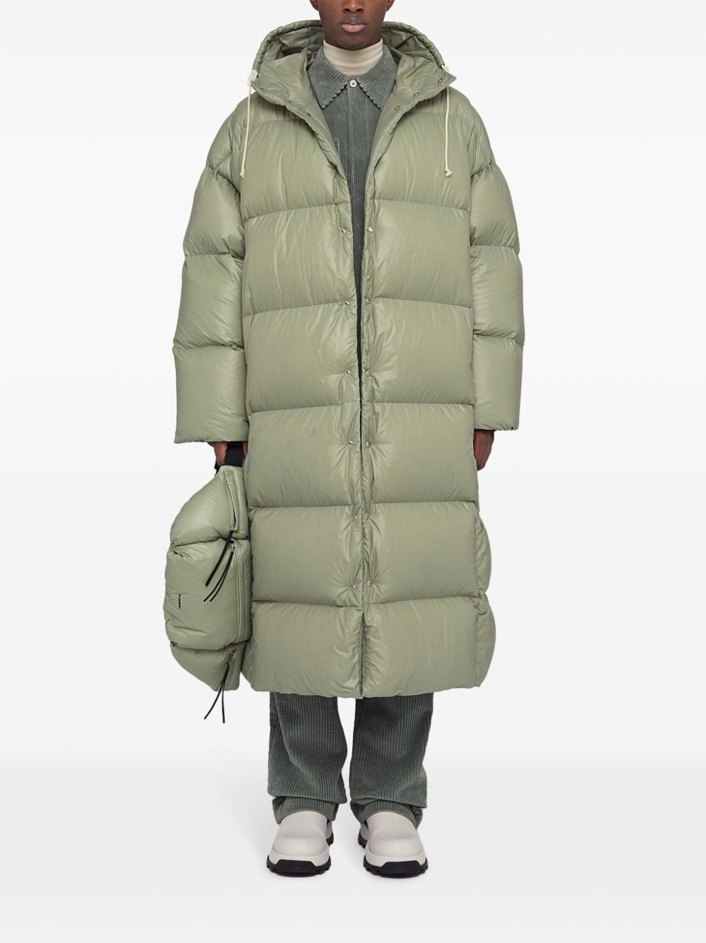 Men Down Coats Maison-Kitsune Jil Sander Hooded Padded Coat Green