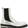 Maison-Kitsune Boots Men Jil Sander Leather Chelsea Ankle Boots Grey