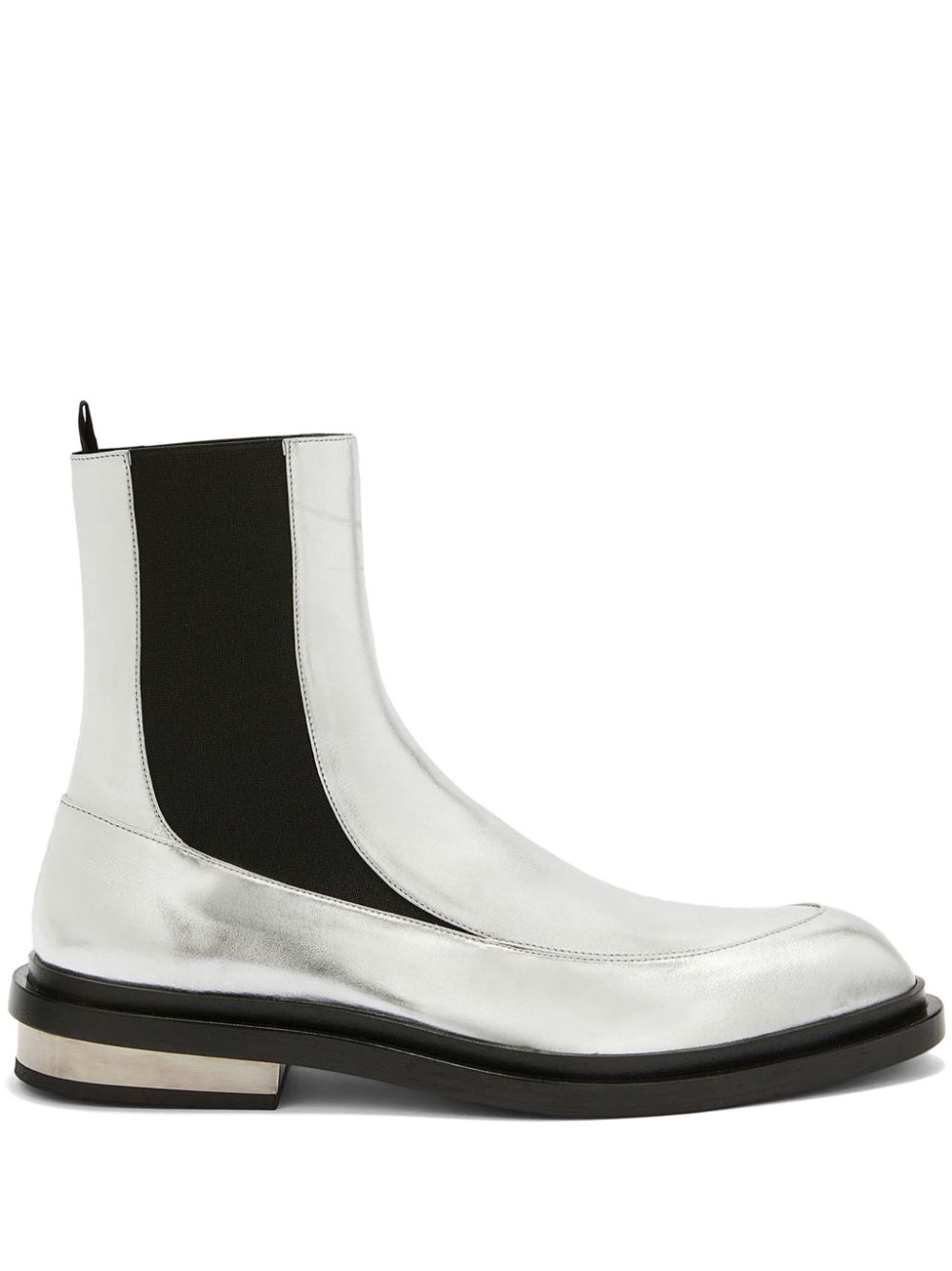 Maison-Kitsune Boots Men Jil Sander Leather Chelsea Ankle Boots Grey