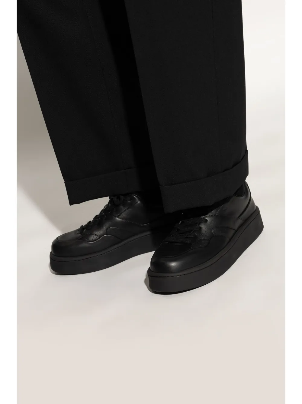 Jil Sander Leather Sneakers Black Men Low-Tops Maison-Kitsune