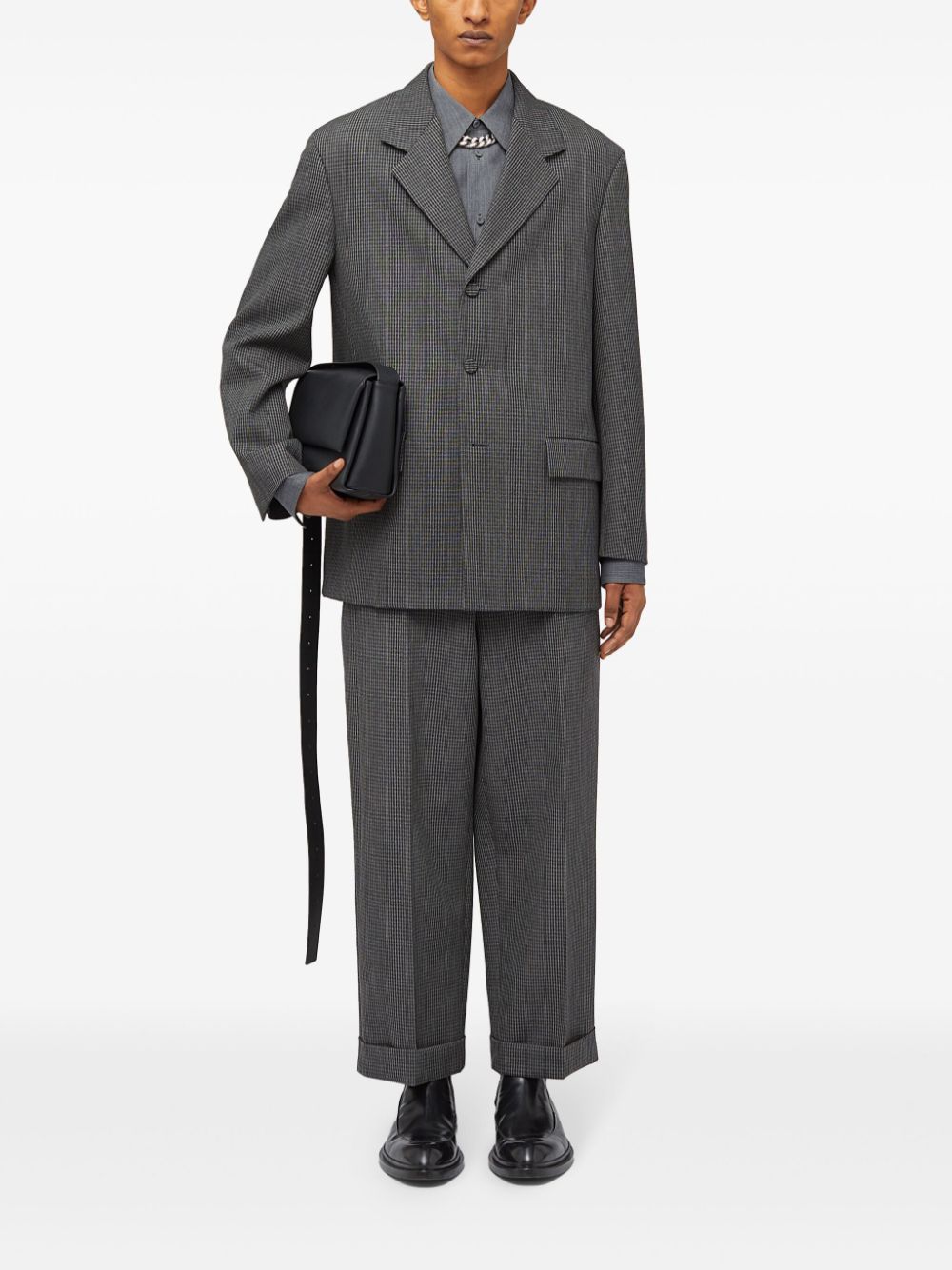 Maison-Kitsune Jil Sander check-pattern Belted Trousers Grey Men Tailored Pants